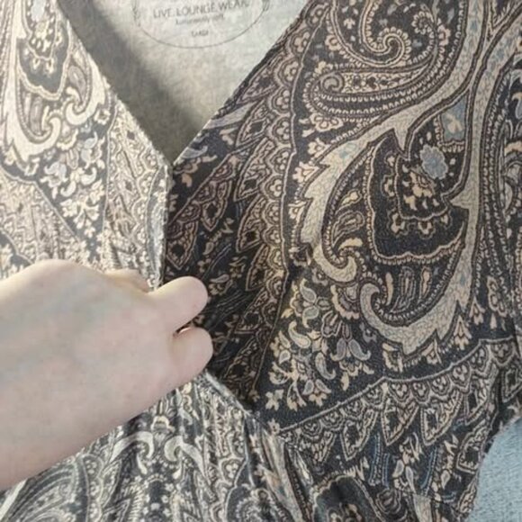 Soma Paisley Print Soft Tunic Large Brown Warm Neutral Boho Lounge ComfyChic Top - Picture 6 of 10